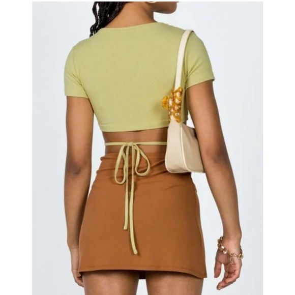 Princess Polly Ribbed Hollie Mini Skirt Brown‎ Size 6 - Picture 3 of 10